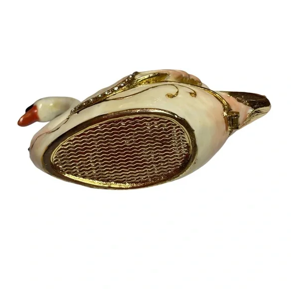 Vintage Enamel Swan Trinket Box - Picture 9 of 11
